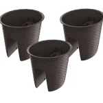 PROSPERPLAST, Jardinière de balcon « Ratolla Railing » aspect rotin, lot de 3