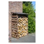 Abri bûches Ligno avec toit en bitume, 133 x 77 x 169 cm